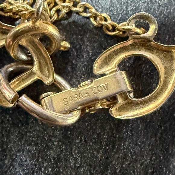 Sarah Coventry Multi Color Stone Link Bracelet Gold Tone - Picture 3 of 3